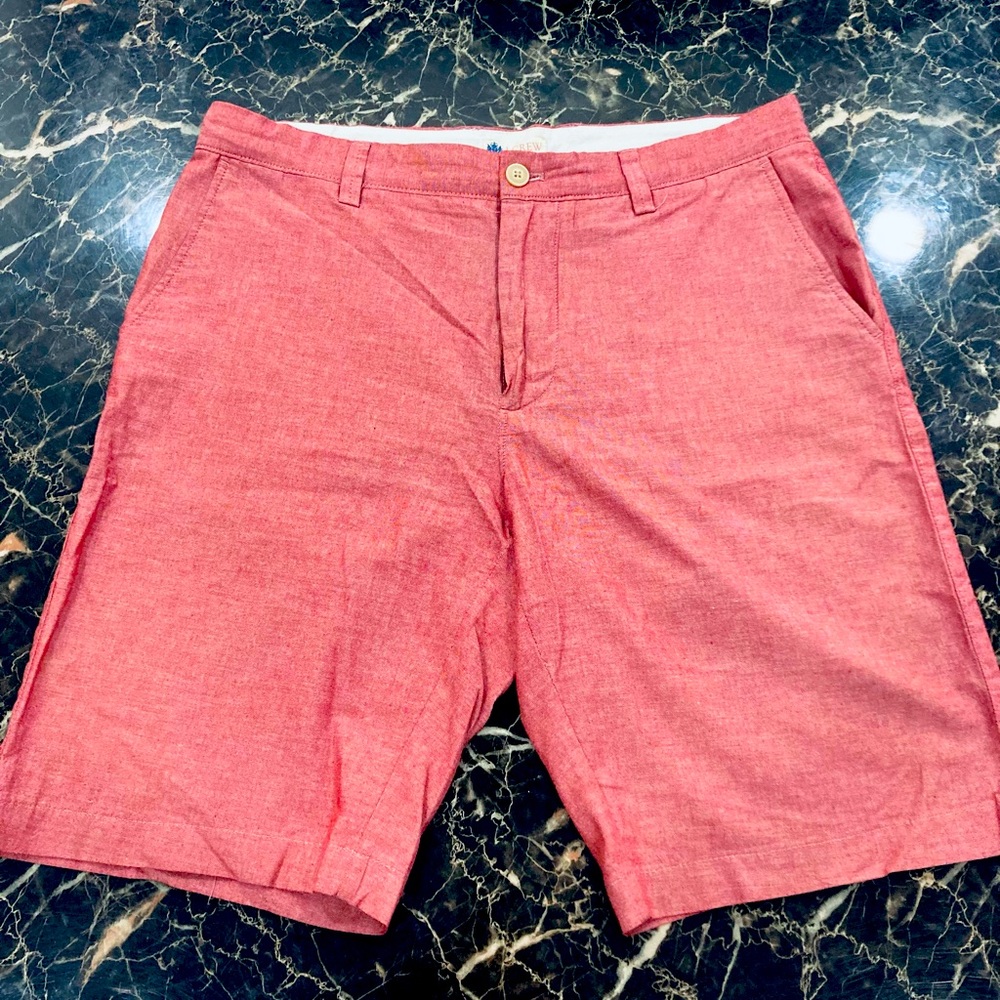 J CREW Red Chambray Rivington Shorts mens sz34